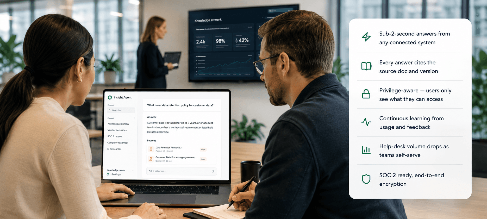 Team using LuMay Insight Agent in a modern office
