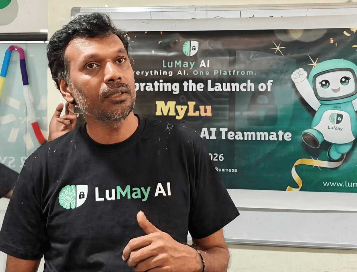 Palani with MyLu launch banner