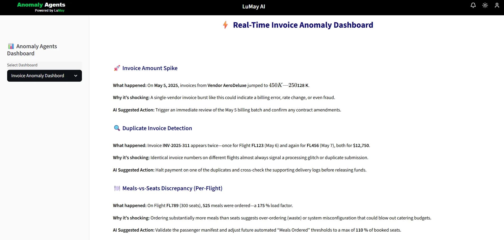 LuMay Anomaly Detection Agent in action