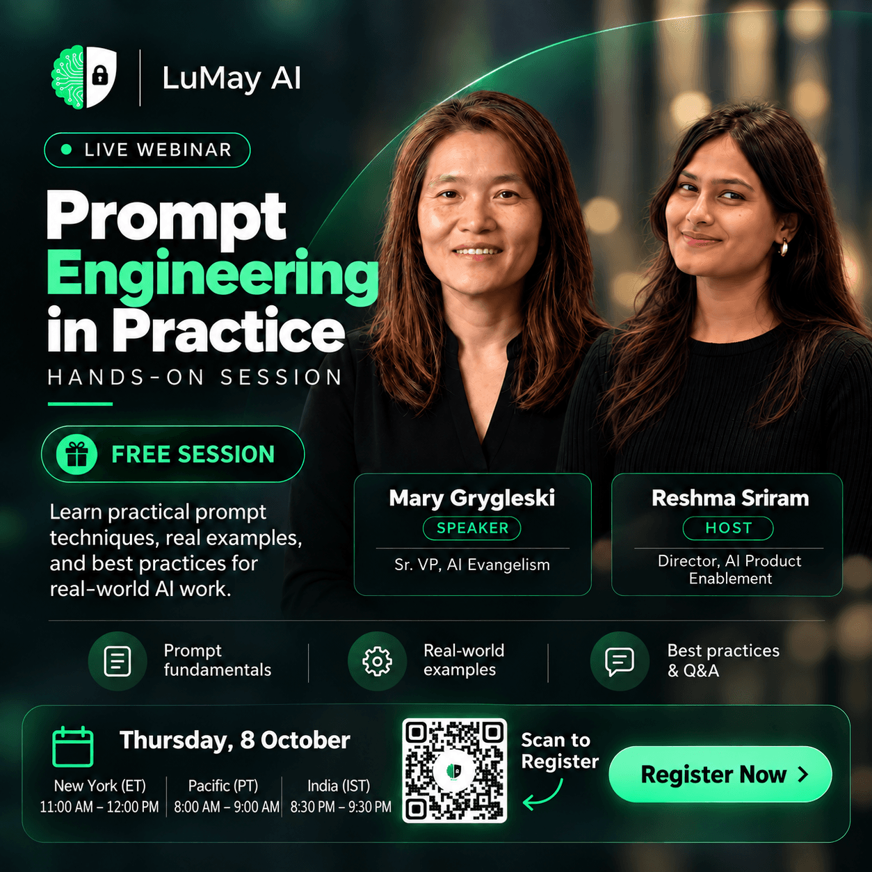 LuMay AI Webinar: Prompt Engineering in Practice - Hands-On Session with Mike Millard, Mary Grygleski and Reshma Sriraman