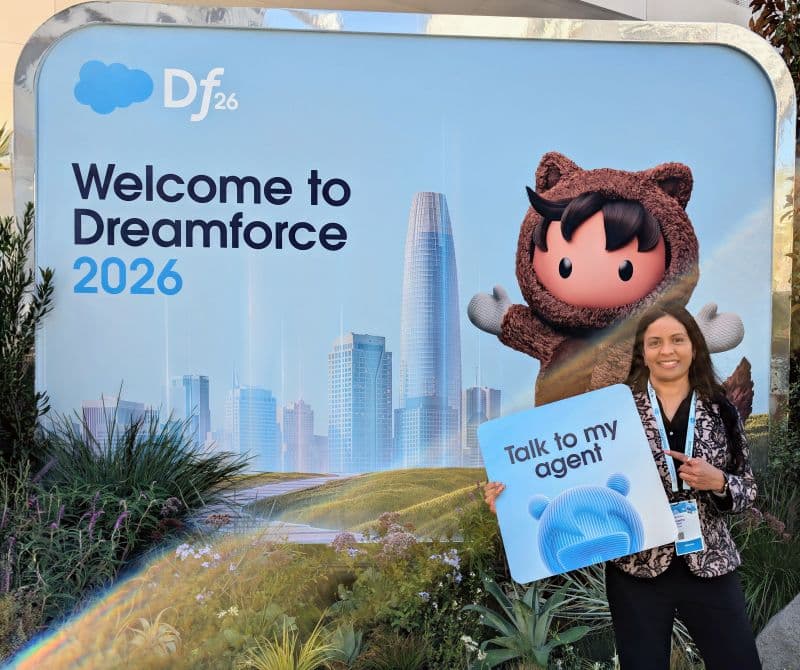 LuMay at the Dreamforce 2026 entrance in San Francisco
