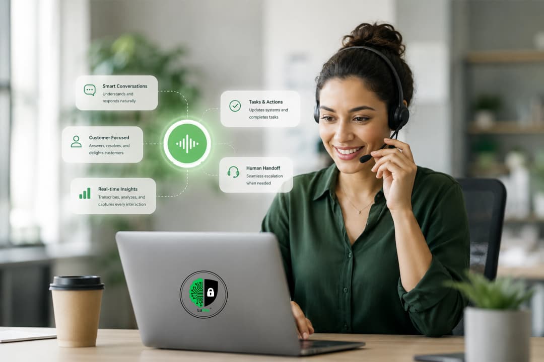 AI voice agent speaking illustration