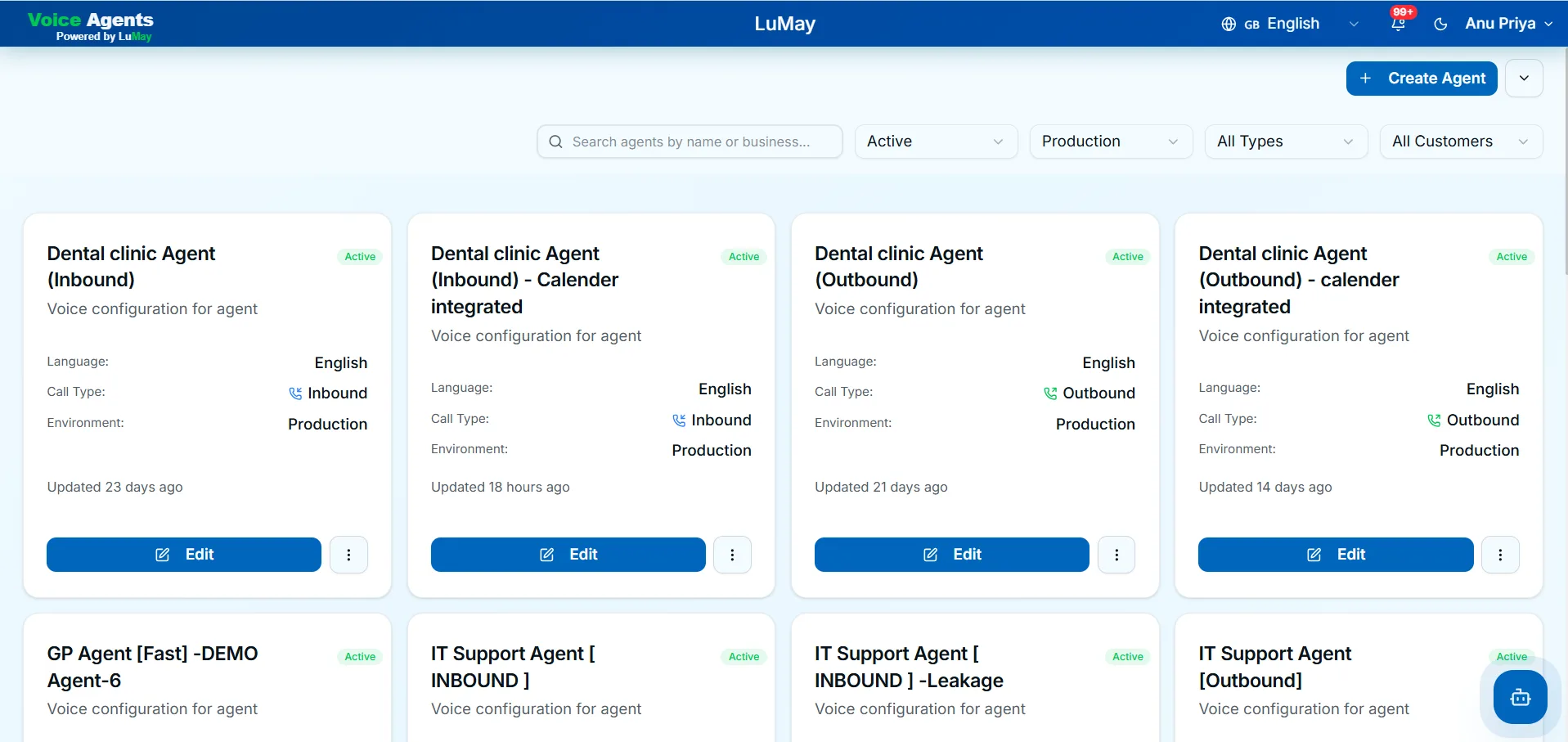 LuMay Voice Agents (Voxentis) screenshot