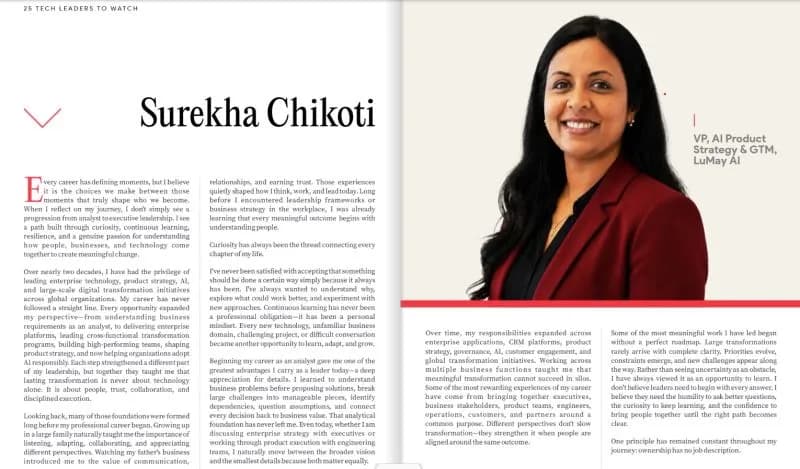 Surekha Chikoti, VP, AI Product Strategy & GTM at LuMay AI
