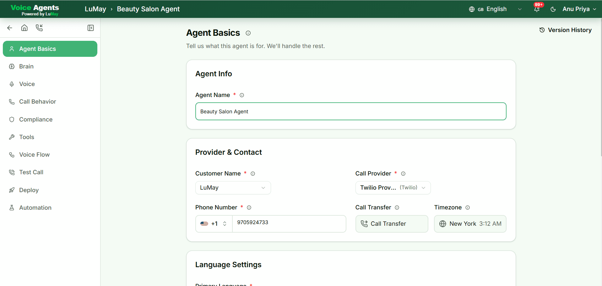 Configure screenshot